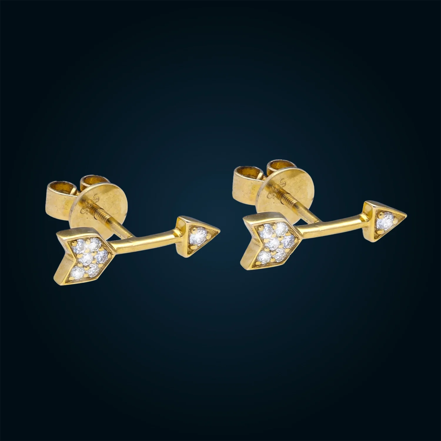Gold Arrow Earrings with Diamonds