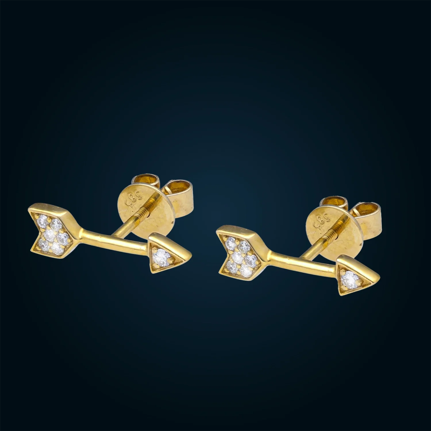 Gold Arrow Earrings with Diamonds