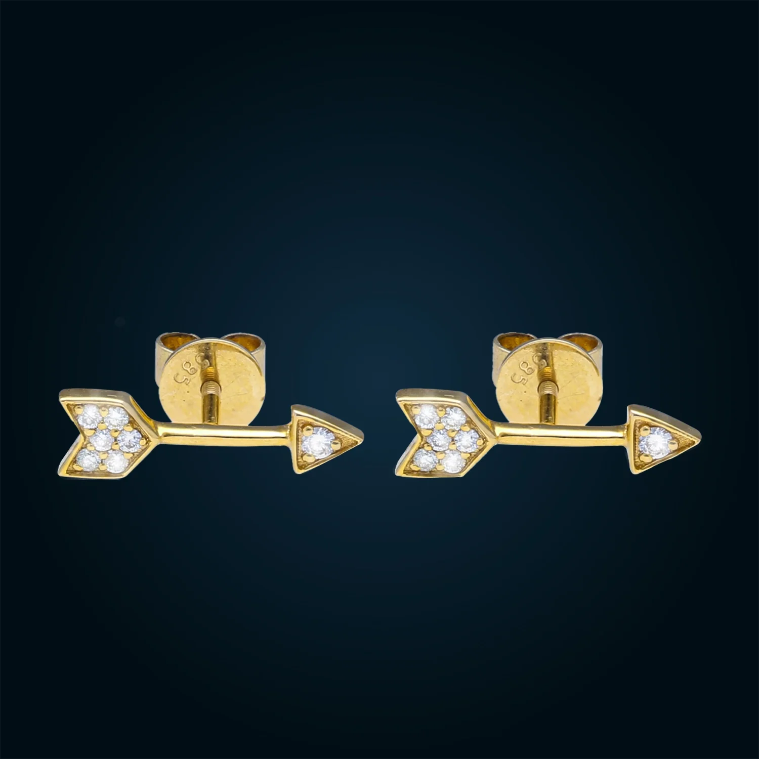Gold Arrow Earrings with Diamonds
