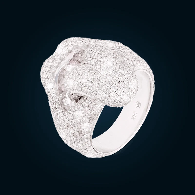 Anillo Lengua de Oro  Blanco con Diamantes