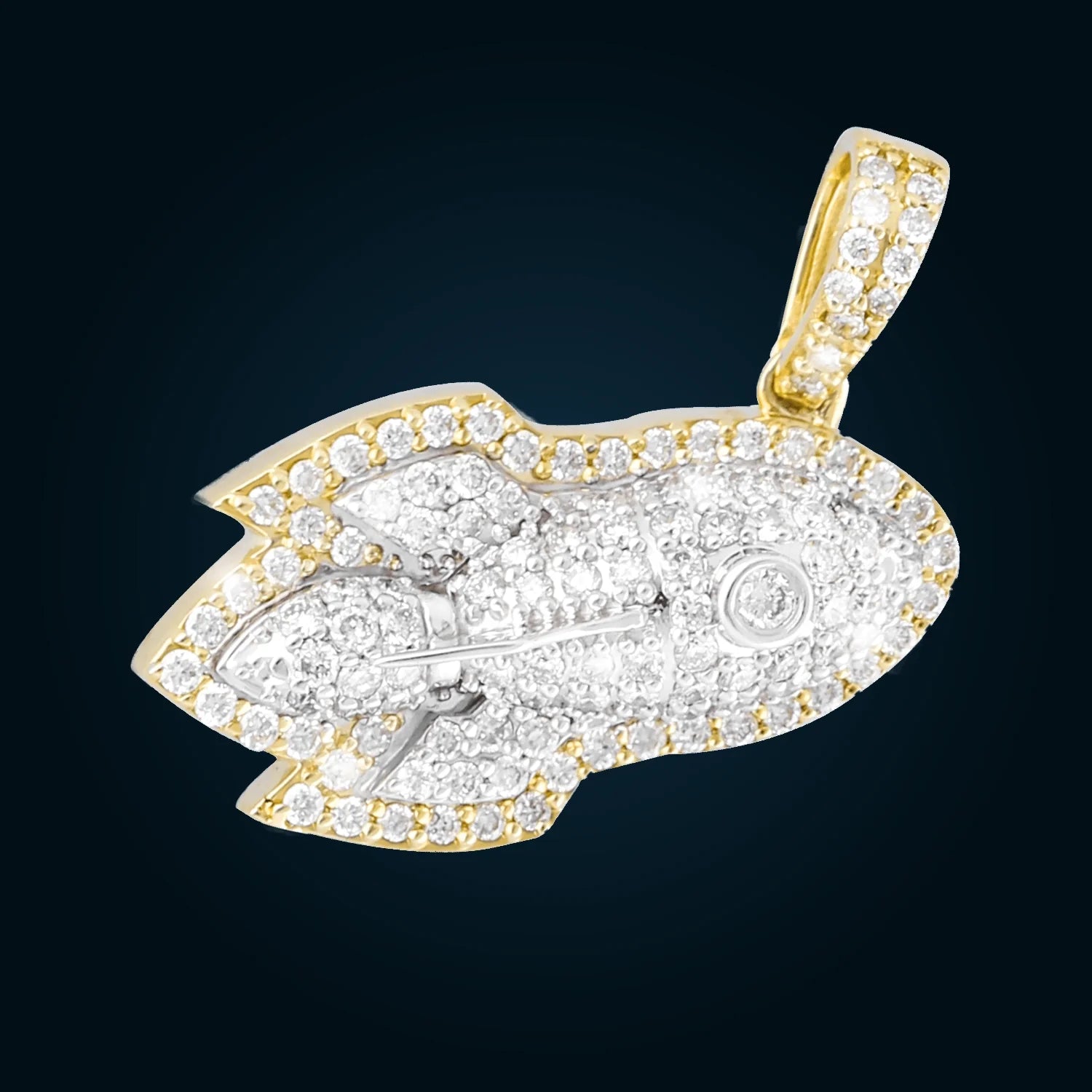 Yellow Gold Rocket Ship Pendant with Diamonds