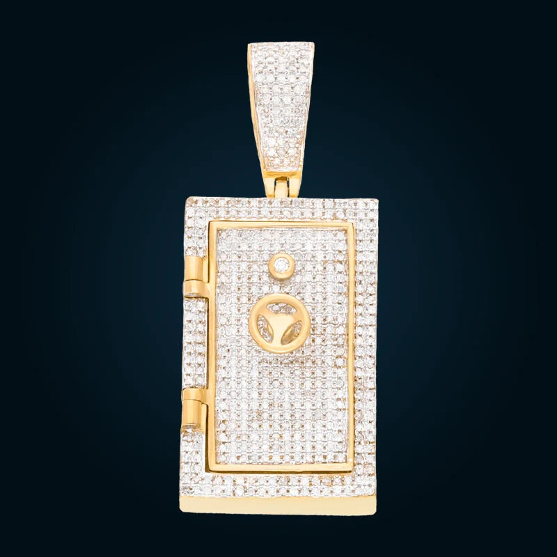 Yellow Gold Safe Pendant with Diamonds