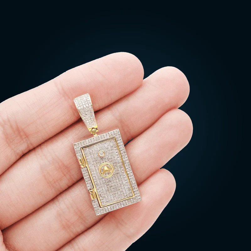 Yellow Gold Safe Pendant with Diamonds