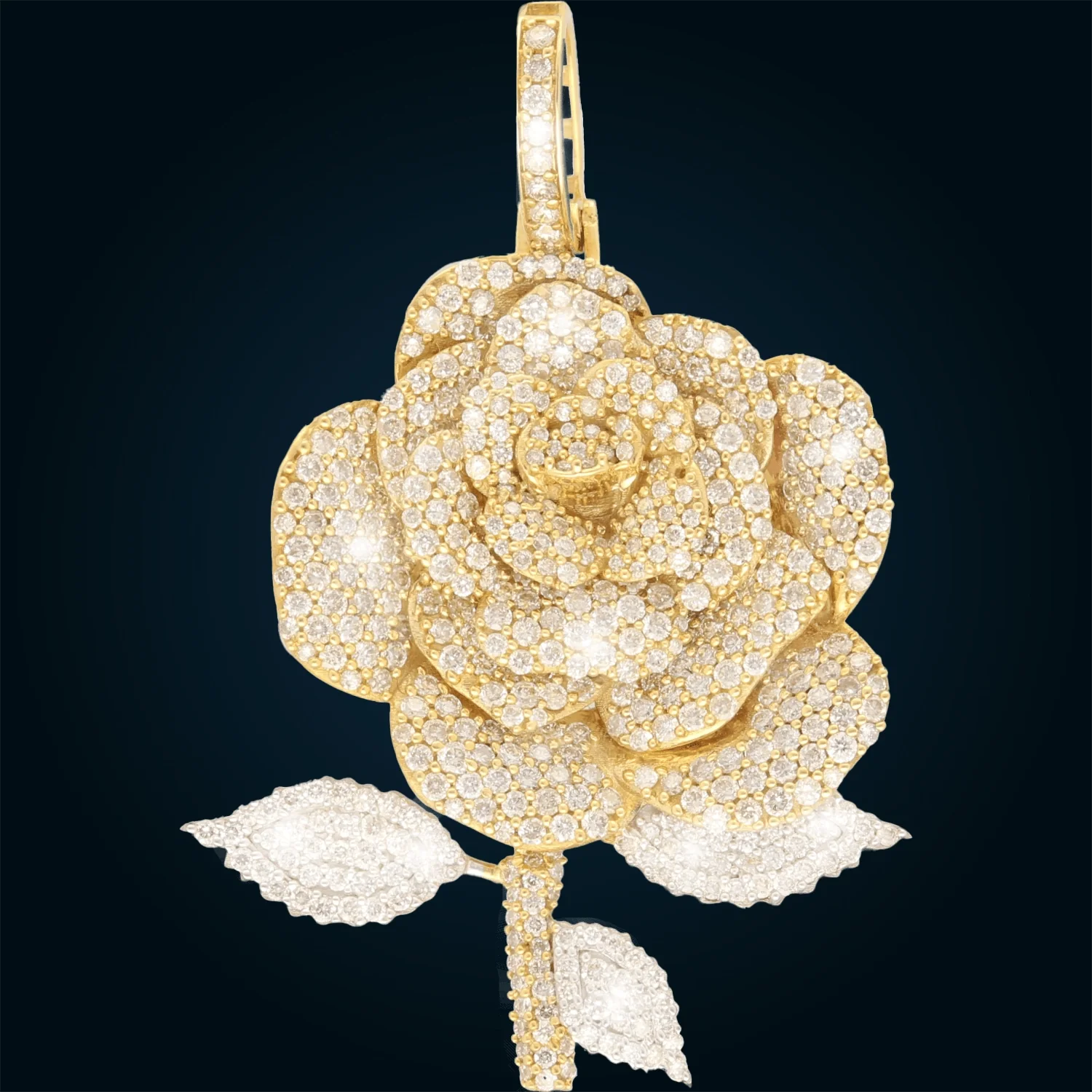 Dije Rosa de Oro Amarillo con Diamantes