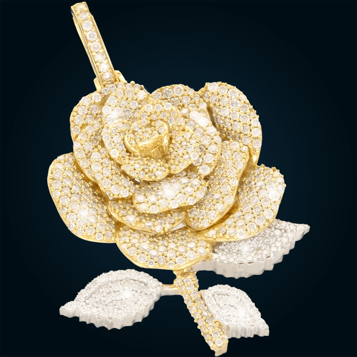 Dije Rosa de Oro Amarillo con Diamantes