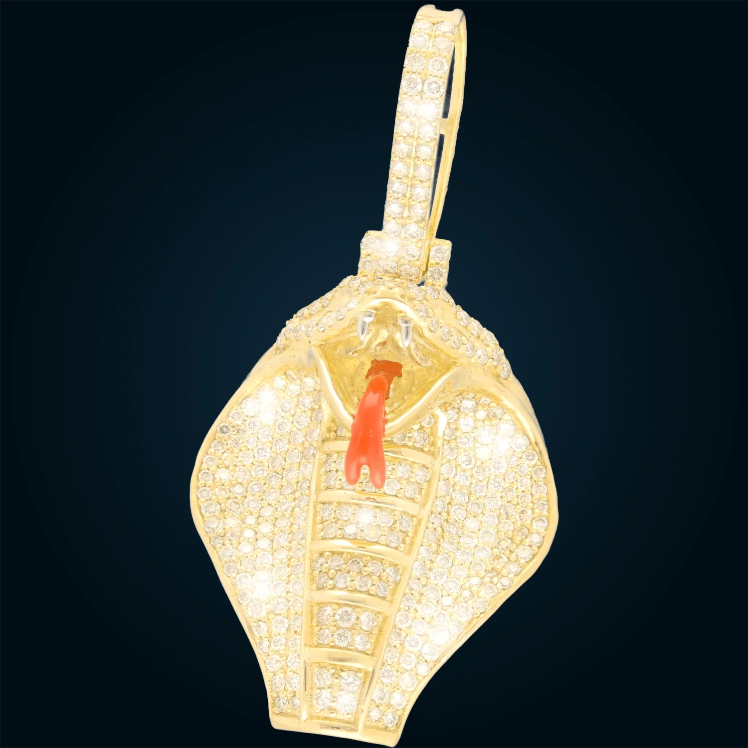 Yellow Gold Cobra Pendant with Diamonds