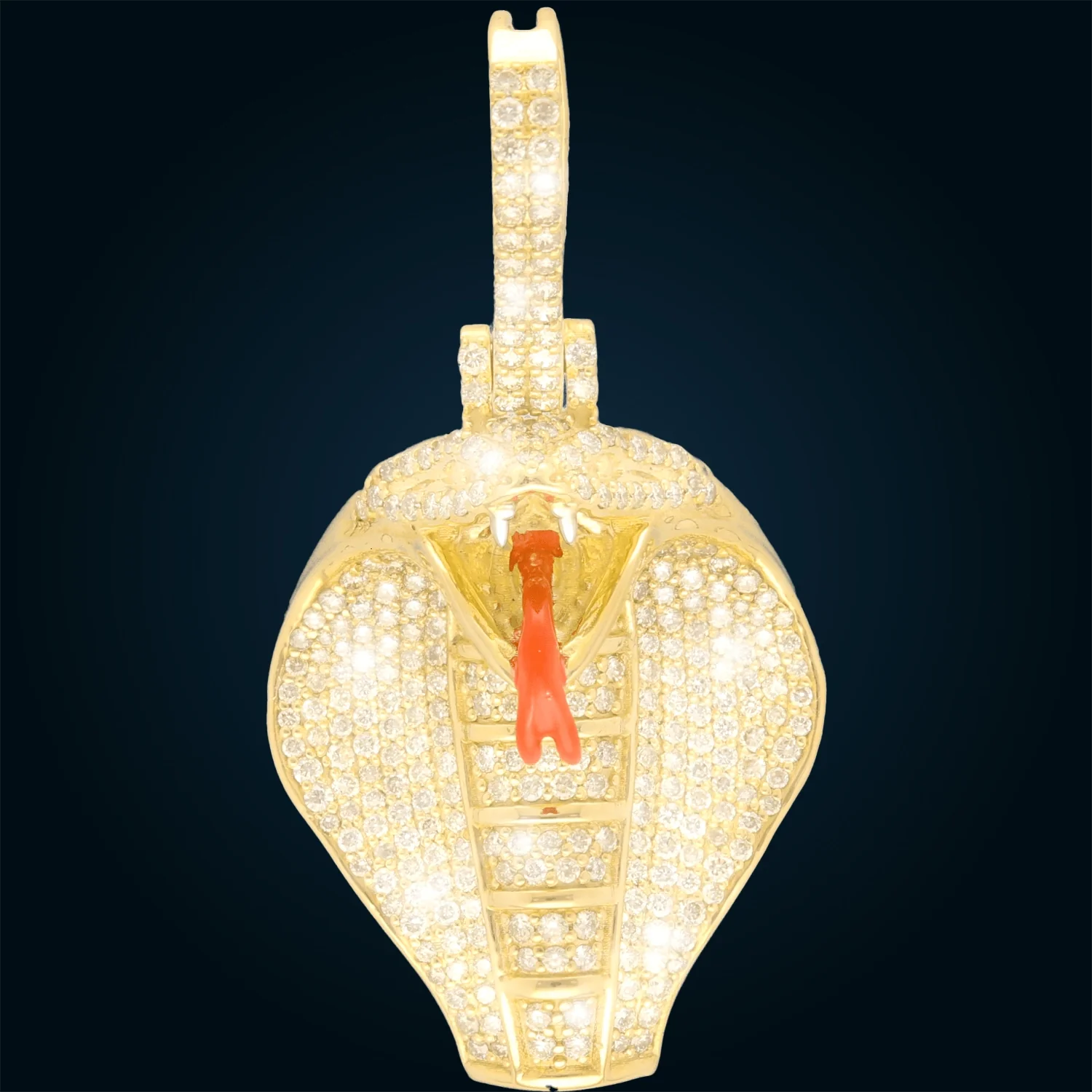 Yellow Gold Cobra Pendant with Diamonds