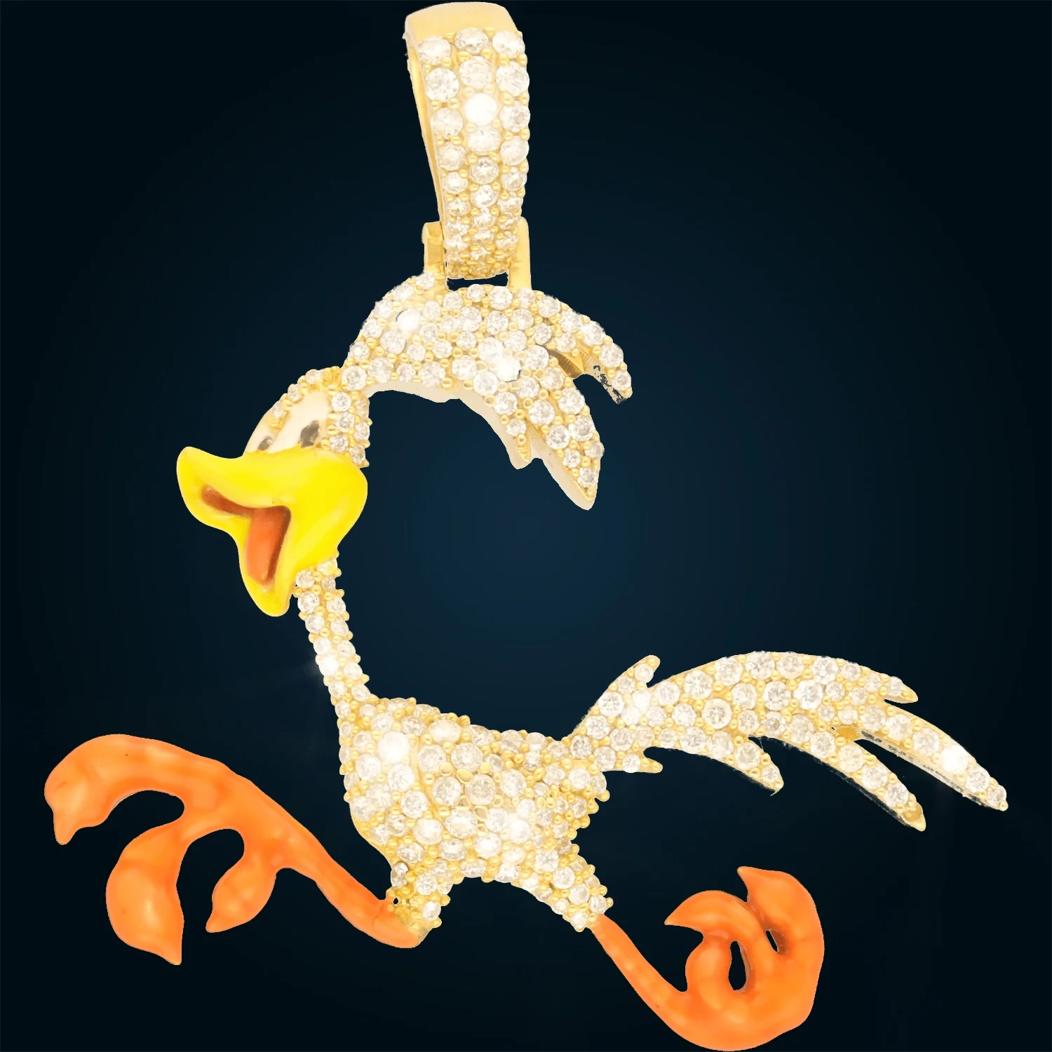 Yellow Gold Roadrunner Pendant with Diamonds