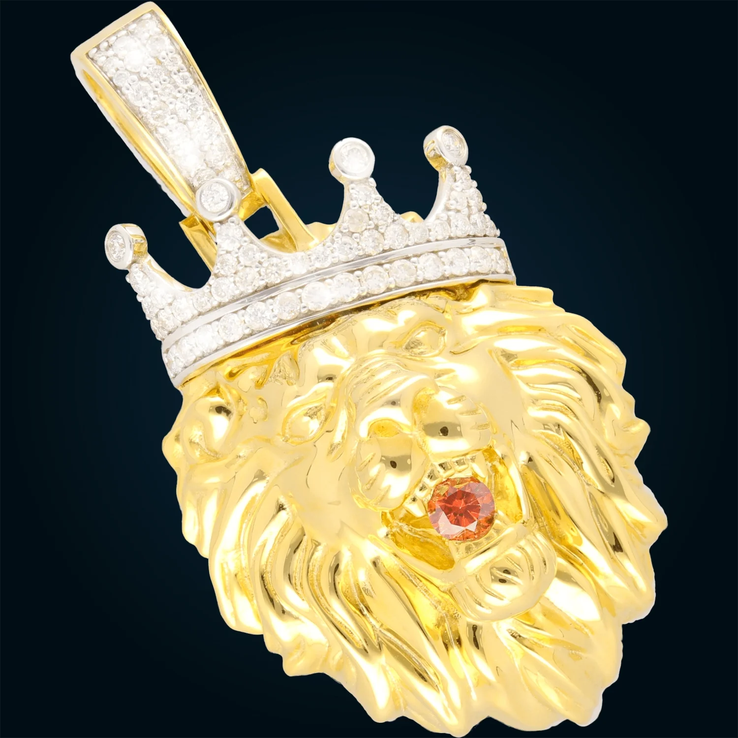 Dije Cabeza de León de Oro Amarillo con Diamantes