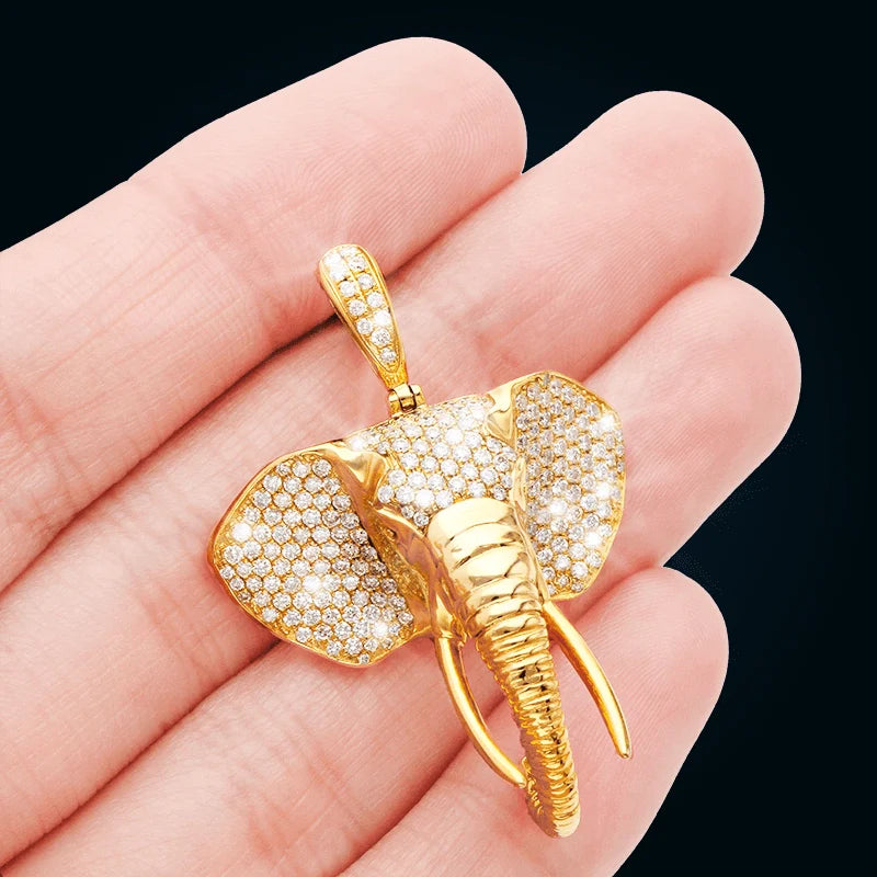 Yellow Gold Elephant Pendant with Diamonds