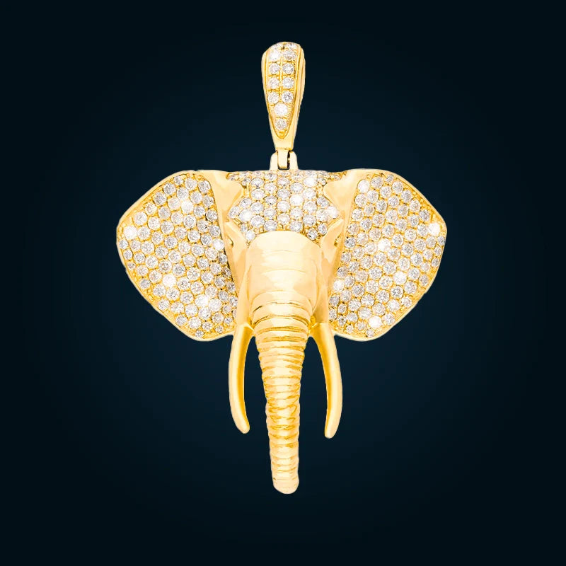 Yellow Gold Elephant Pendant with Diamonds