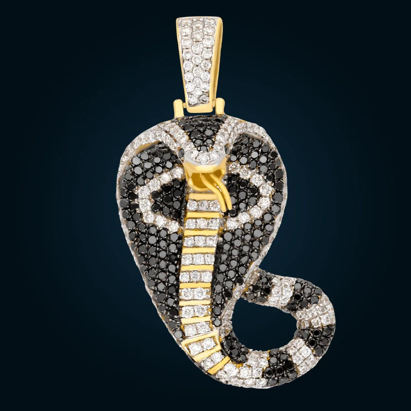 Yellow Gold Cobra Pendant with Diamonds