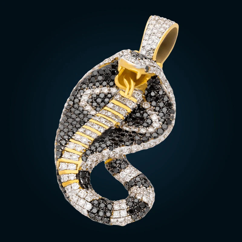 Yellow Gold Cobra Pendant with Diamonds