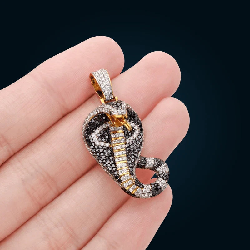 Yellow Gold Cobra Pendant with Diamonds