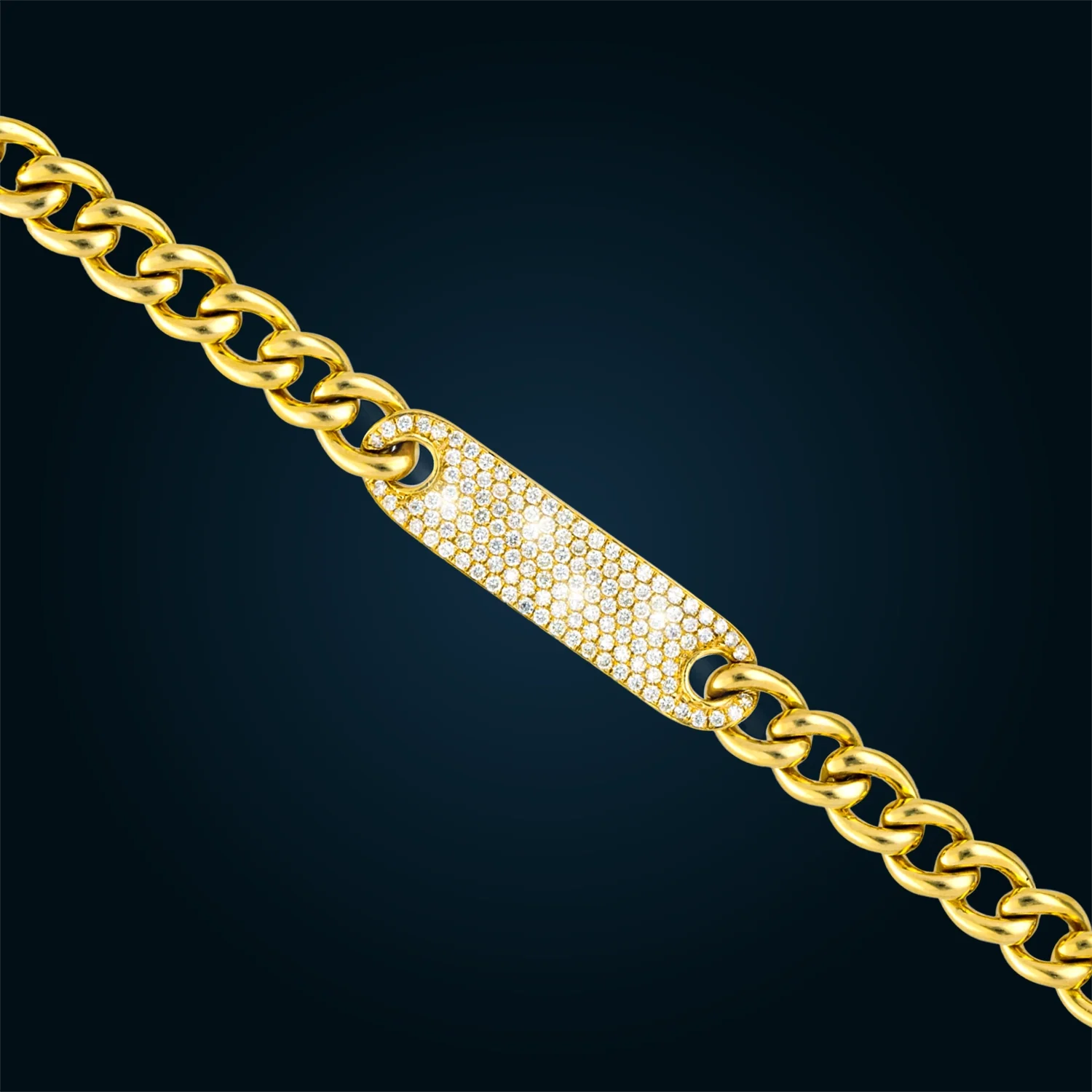 Yellow Gold Bracelet with 6mm Diamond Plate