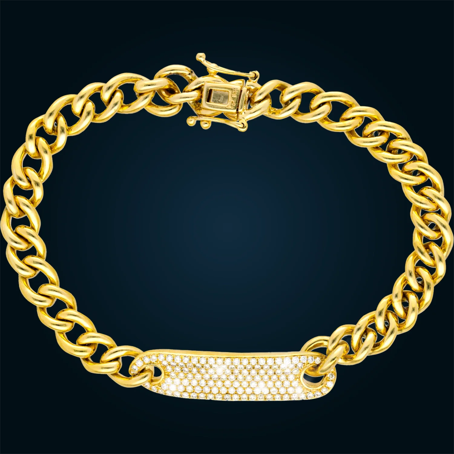 Yellow Gold Bracelet with 6mm Diamond Plate