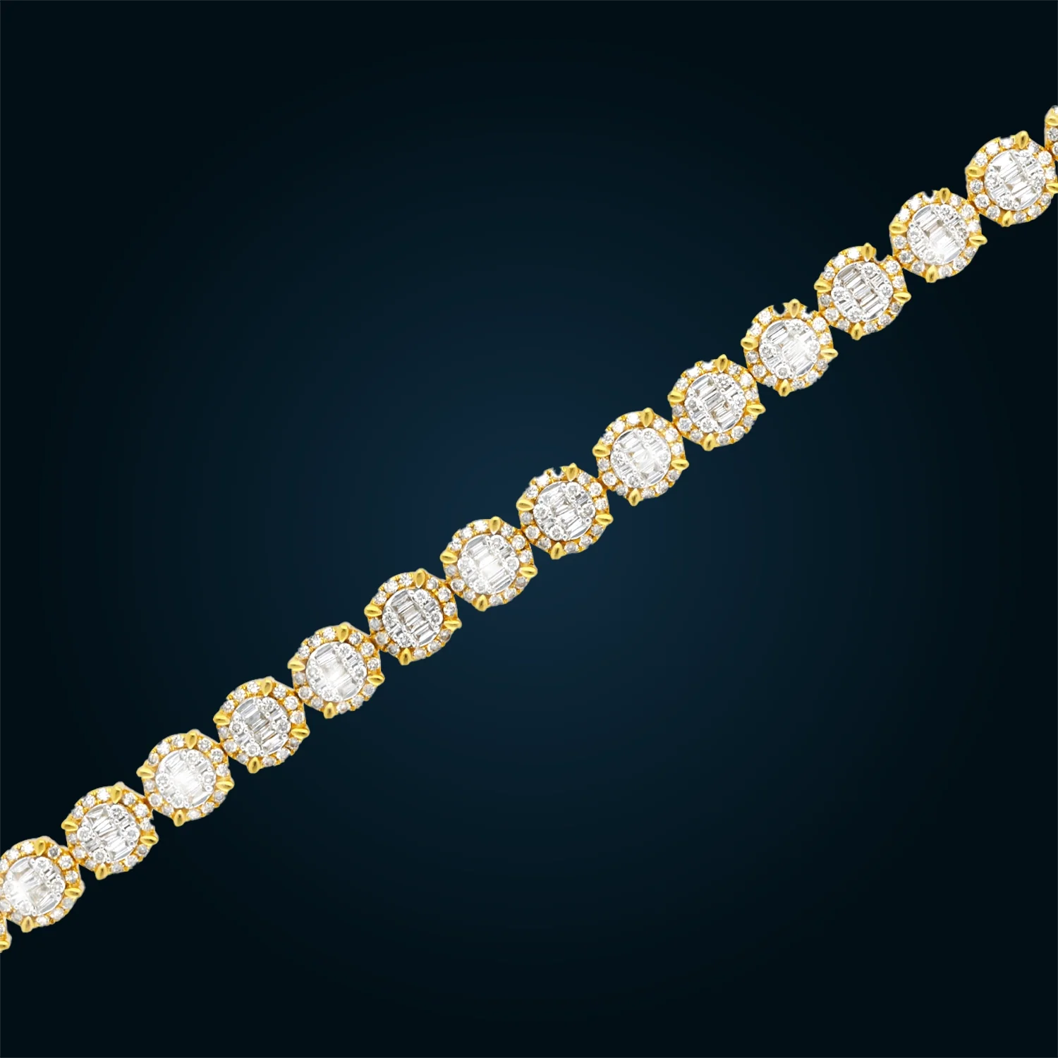 Pulso Tennis de Oro Amarillo con Diamantes Baguette 8.24mm