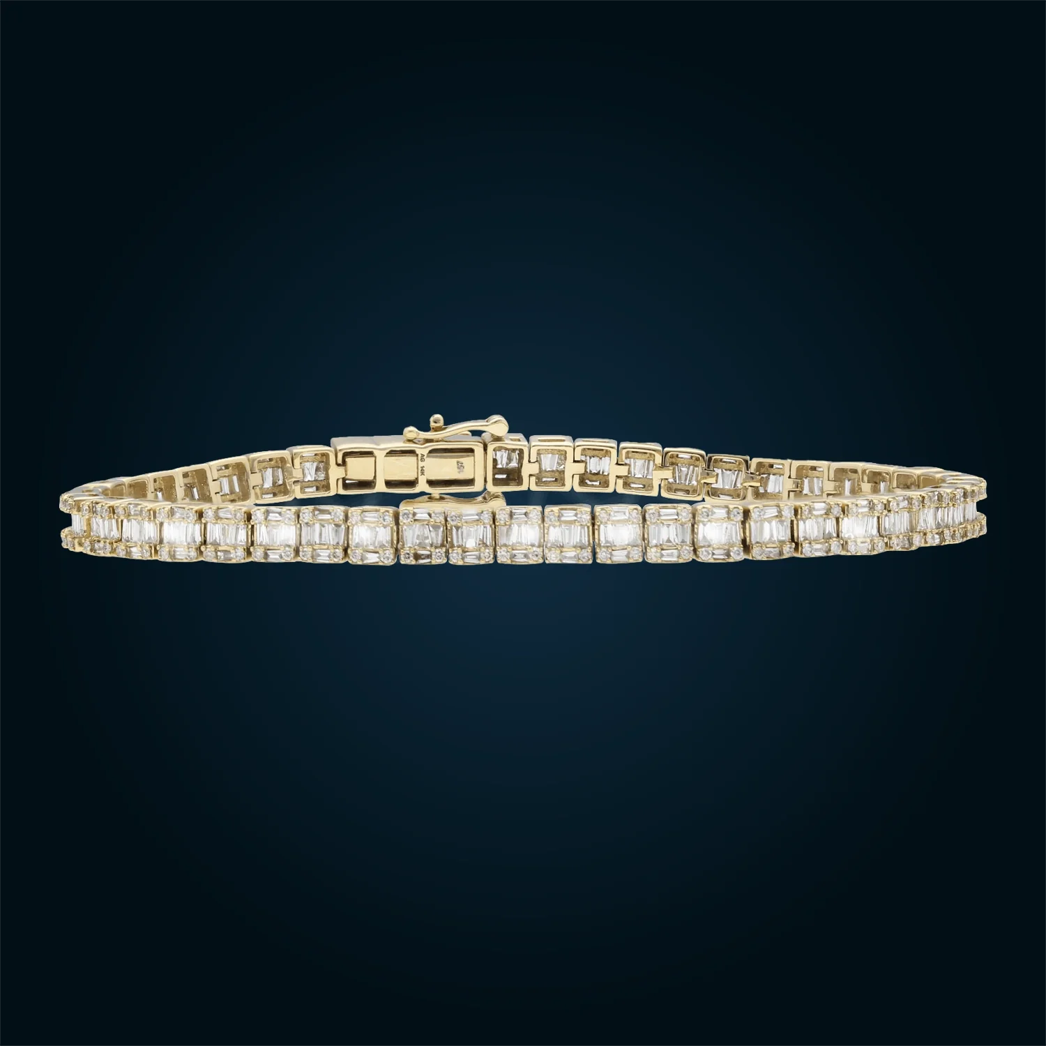 Yellow Gold Baguette Tennis Bracelet with 5.2mm Diamonds