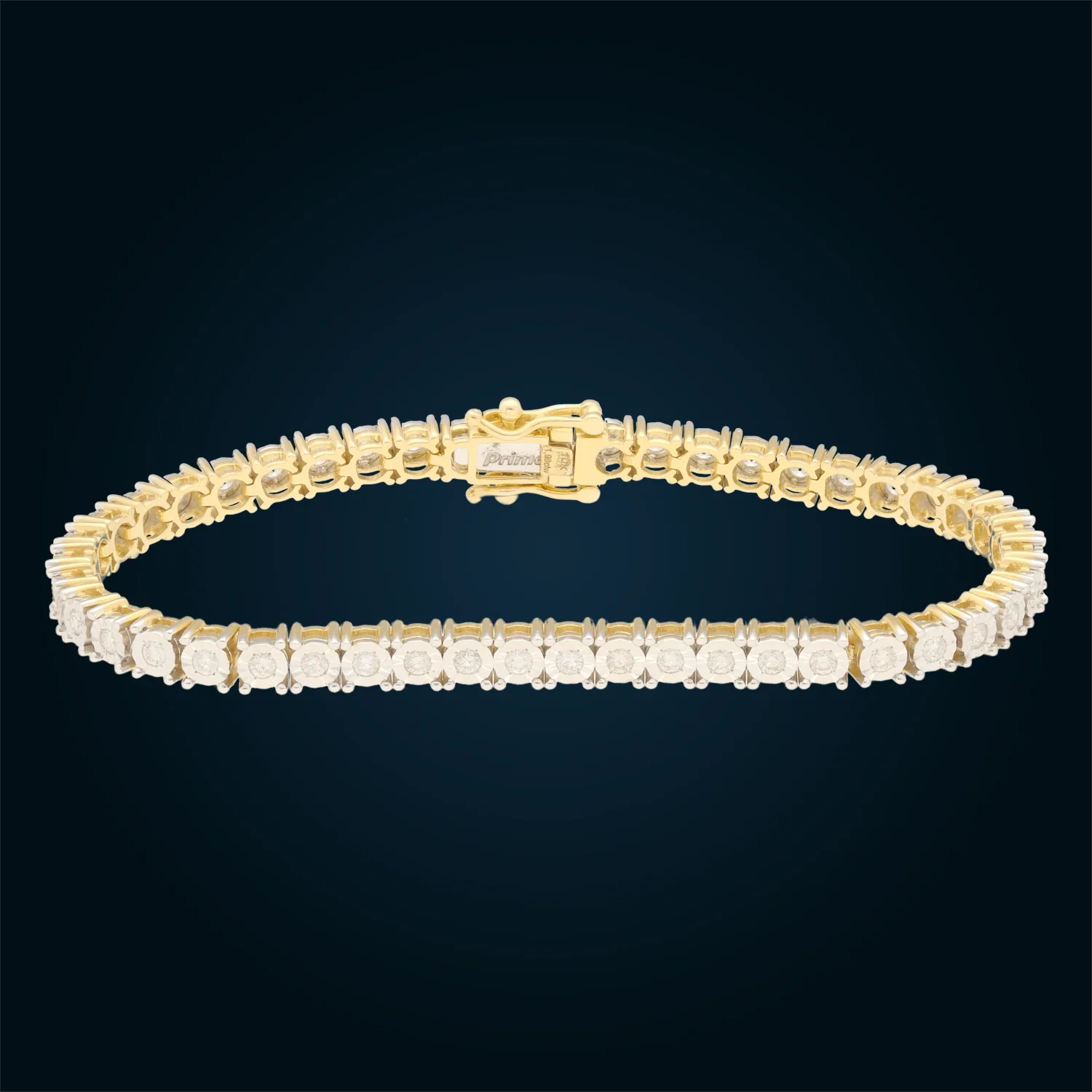 Yellow Gold Illusion Tennis Bracelet with 4mm Diamonds