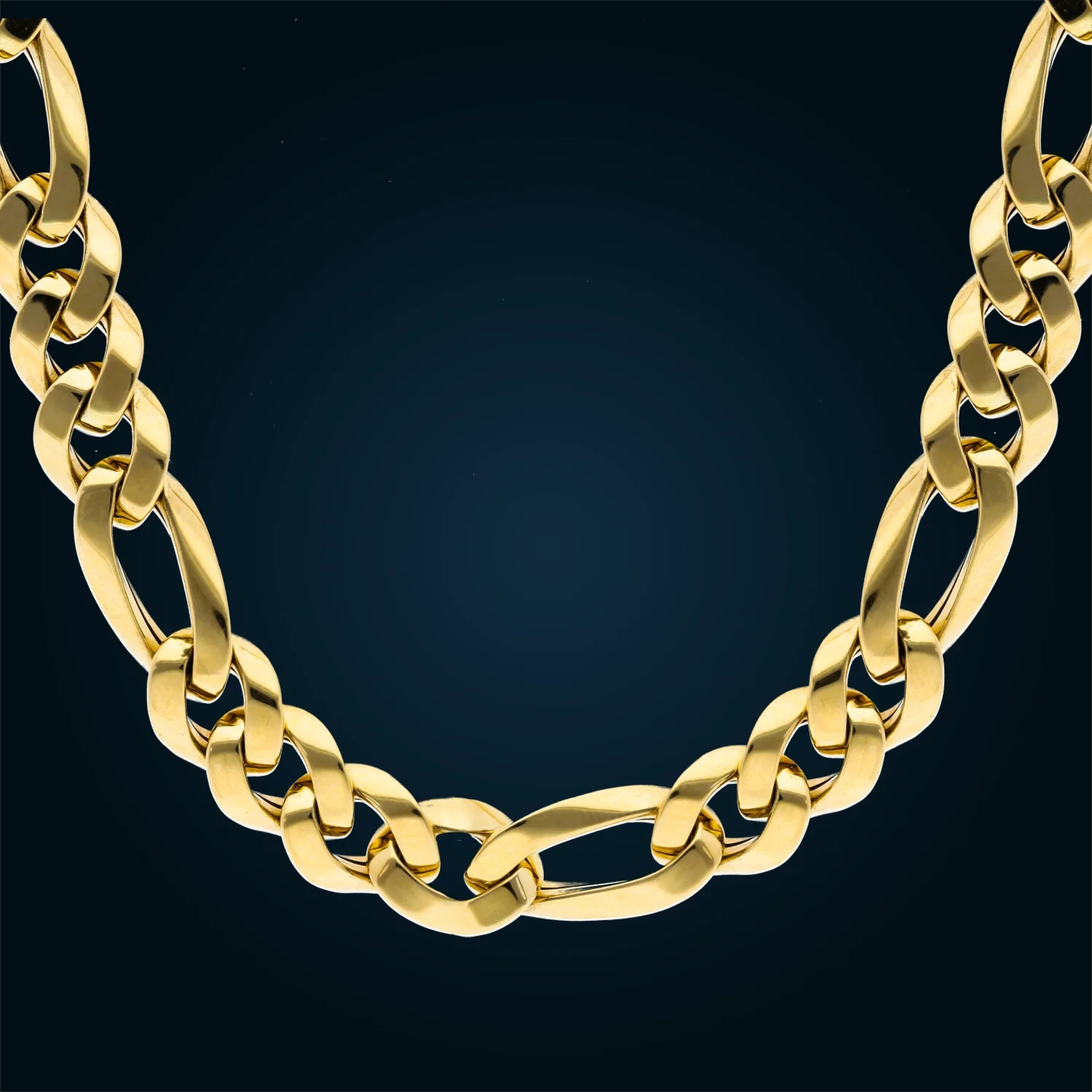 Hollow Yellow Gold Figaro Chain