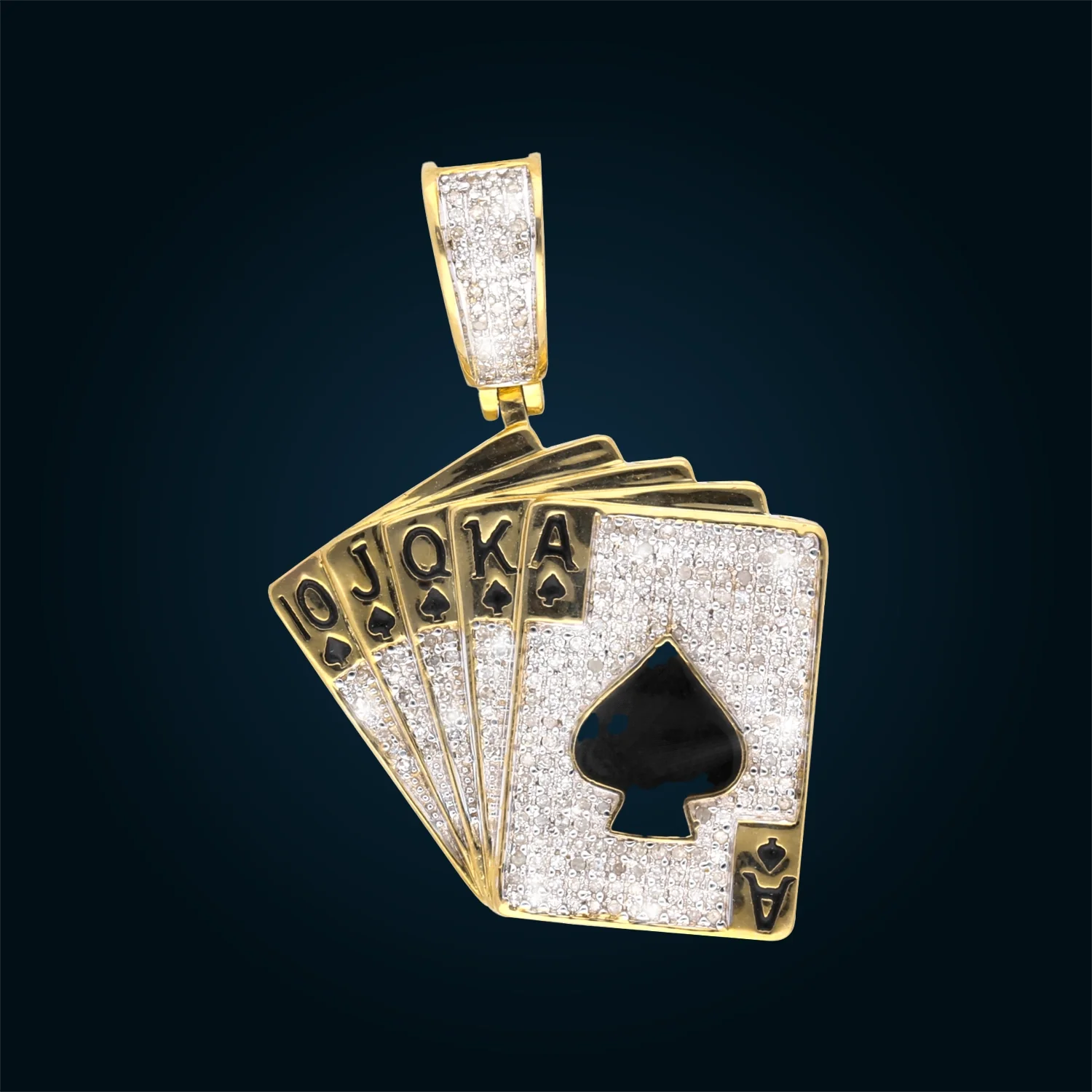 Yellow Gold Playing Card Pendant with Diamonds