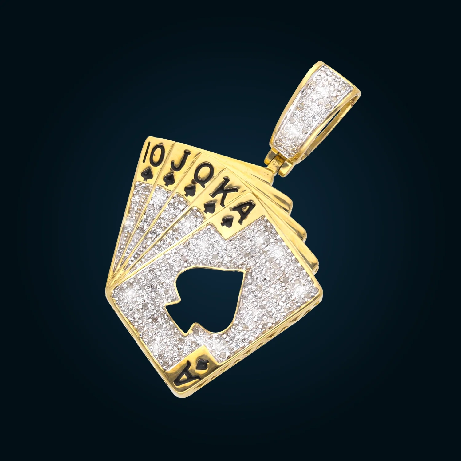 Yellow Gold Playing Card Pendant with Diamonds