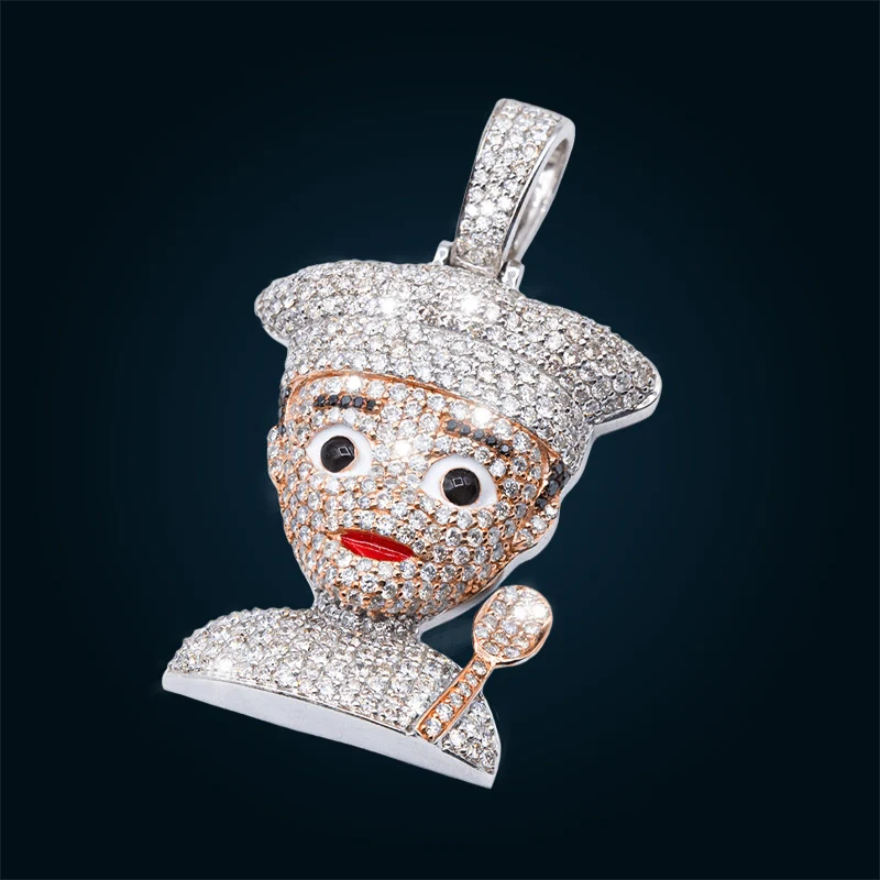 Dije Emoji Chef de Oro Amarillo con Diamantes