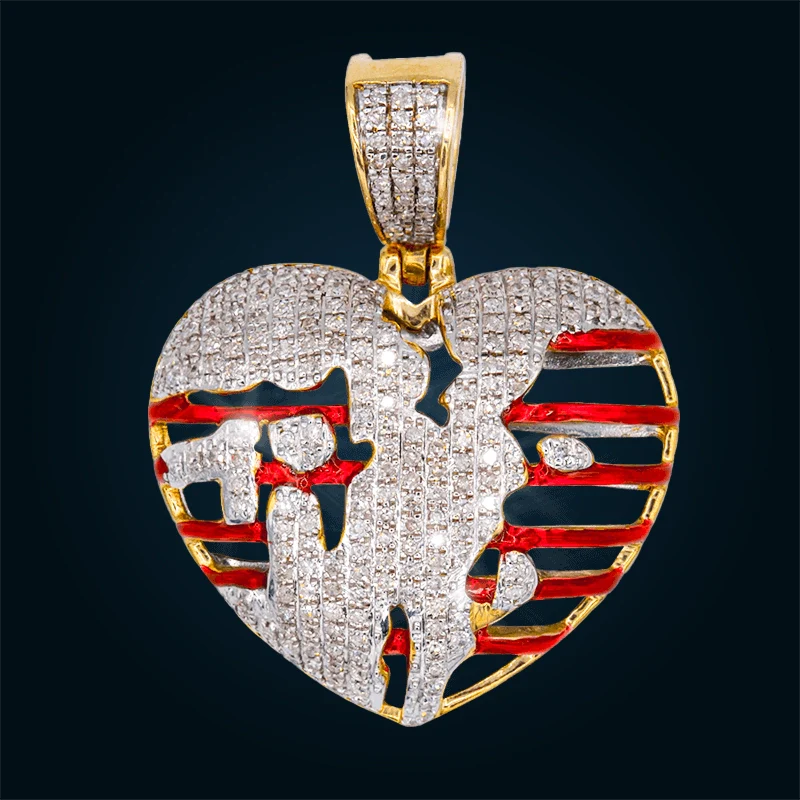 Yellow Gold Broken Heart Pendant with Diamonds