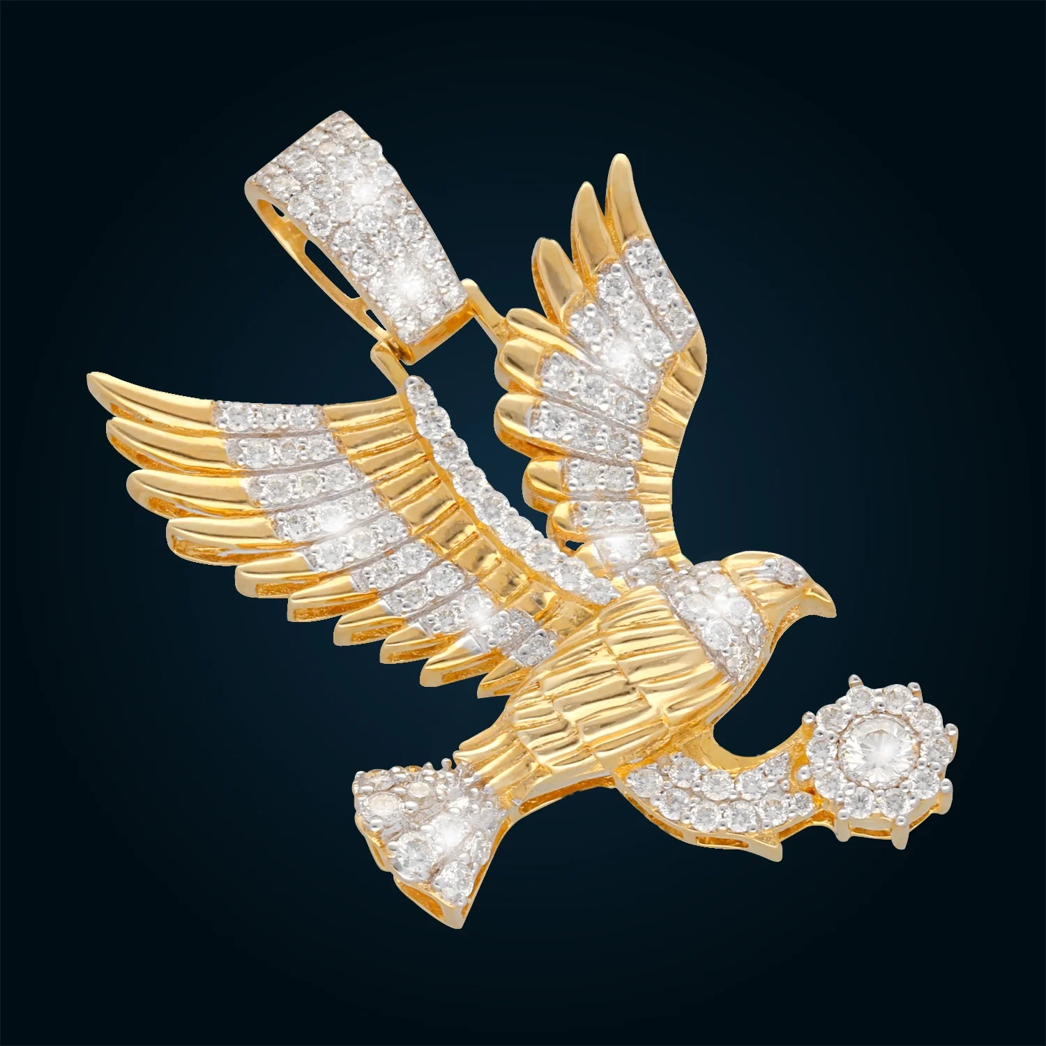 Yellow Gold Eagle Pendant with Diamonds