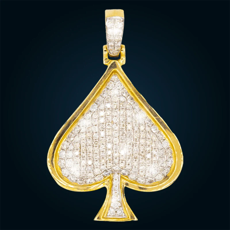 Yellow Gold Ace of Spades Pendant with Diamonds