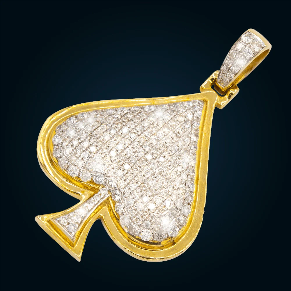 Yellow Gold Ace of Spades Pendant with Diamonds