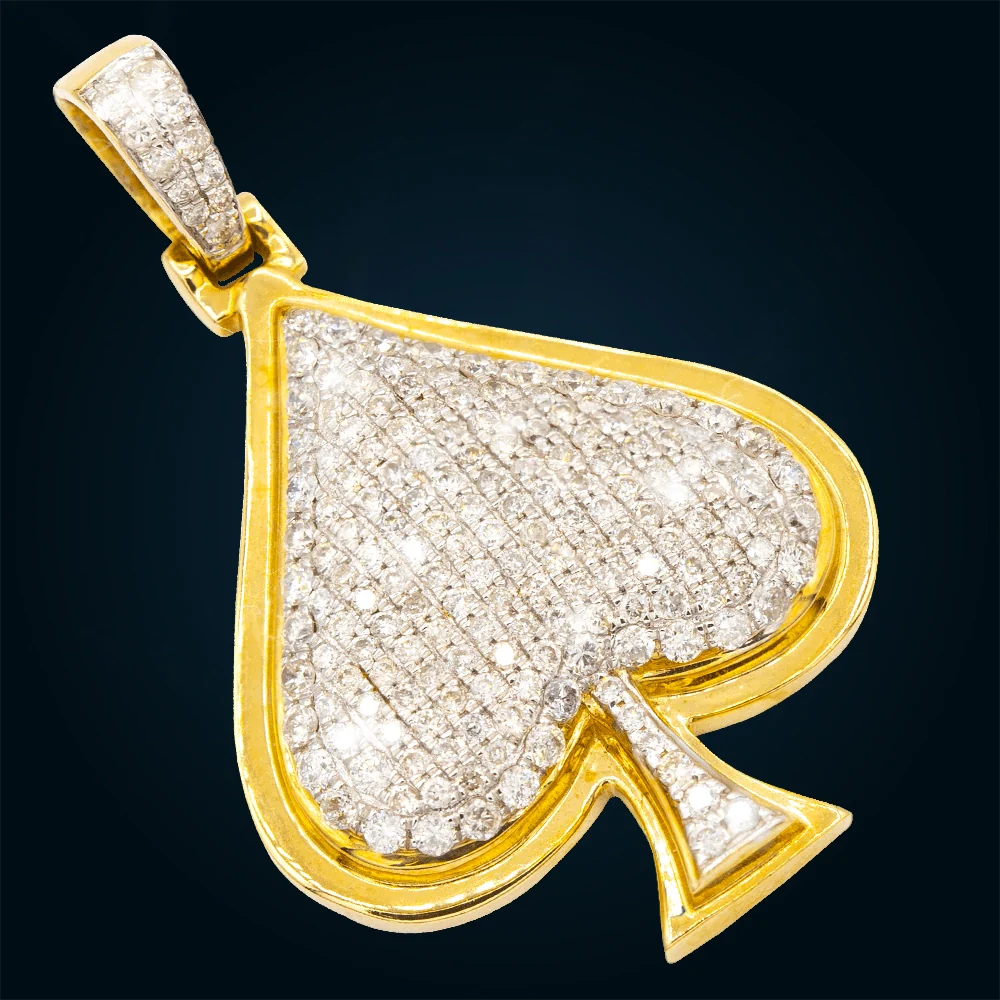 Yellow Gold Ace of Spades Pendant with Diamonds