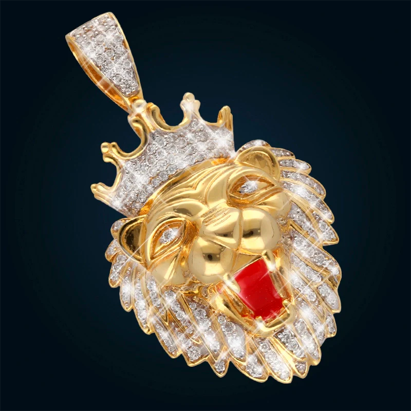 Yellow Gold Lion Pendant with Diamonds