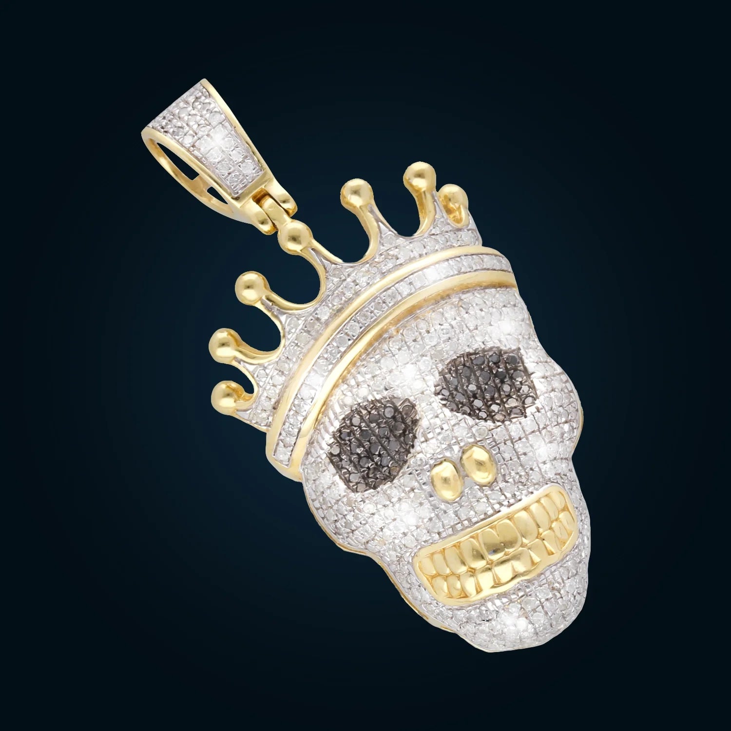 Yellow Gold Pirate Skull Pendant with Diamonds