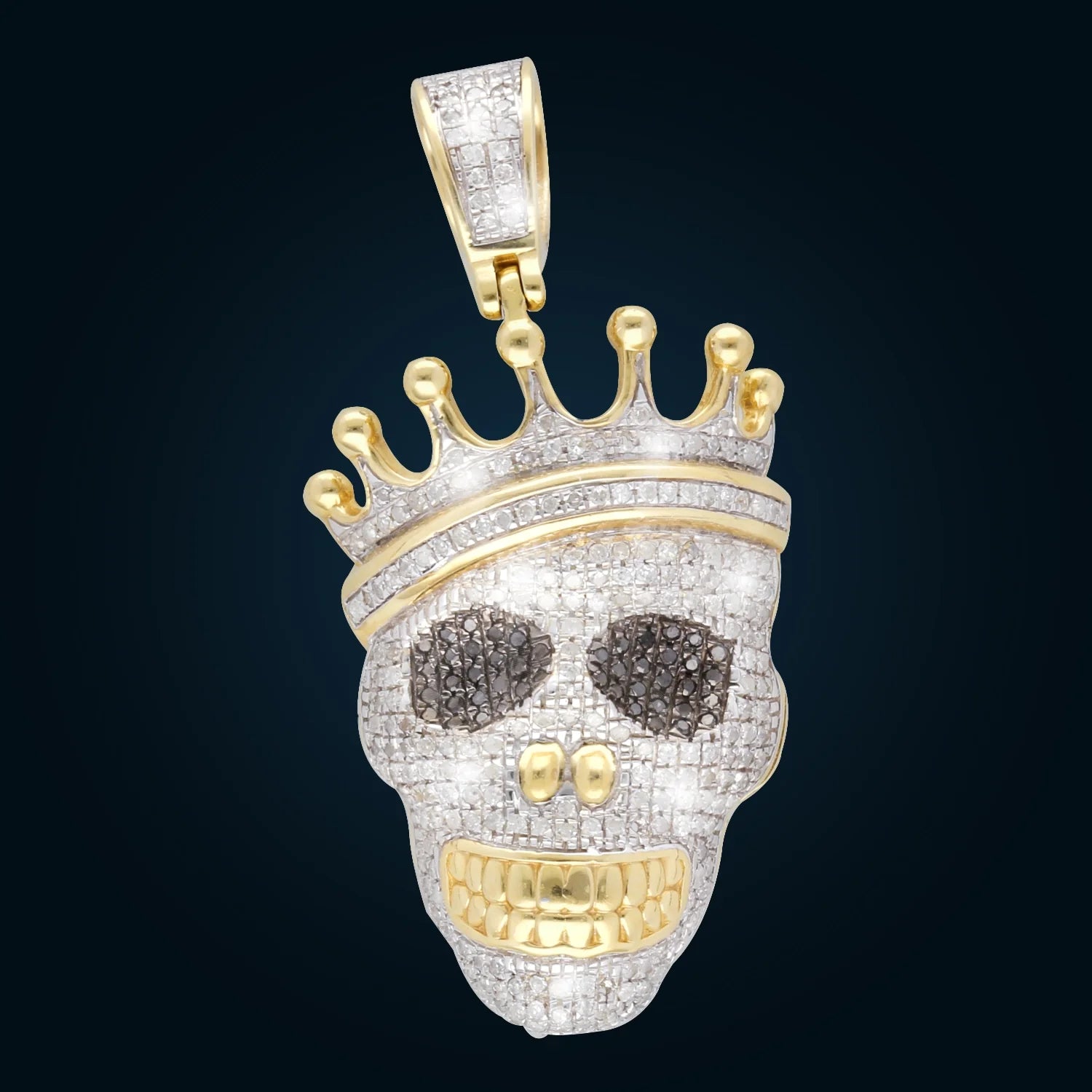 Yellow Gold Pirate Skull Pendant with Diamonds