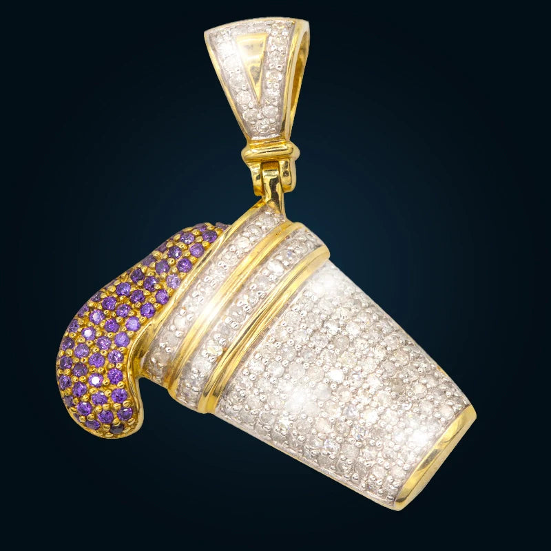 Yellow Gold Cup Pendant with Diamonds