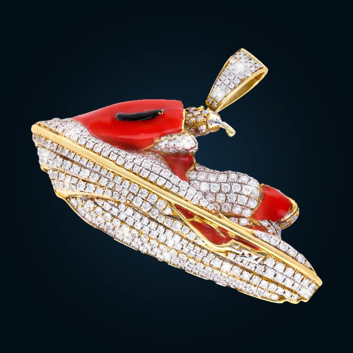 Yellow Gold Jet Ski Pendant with Diamonds