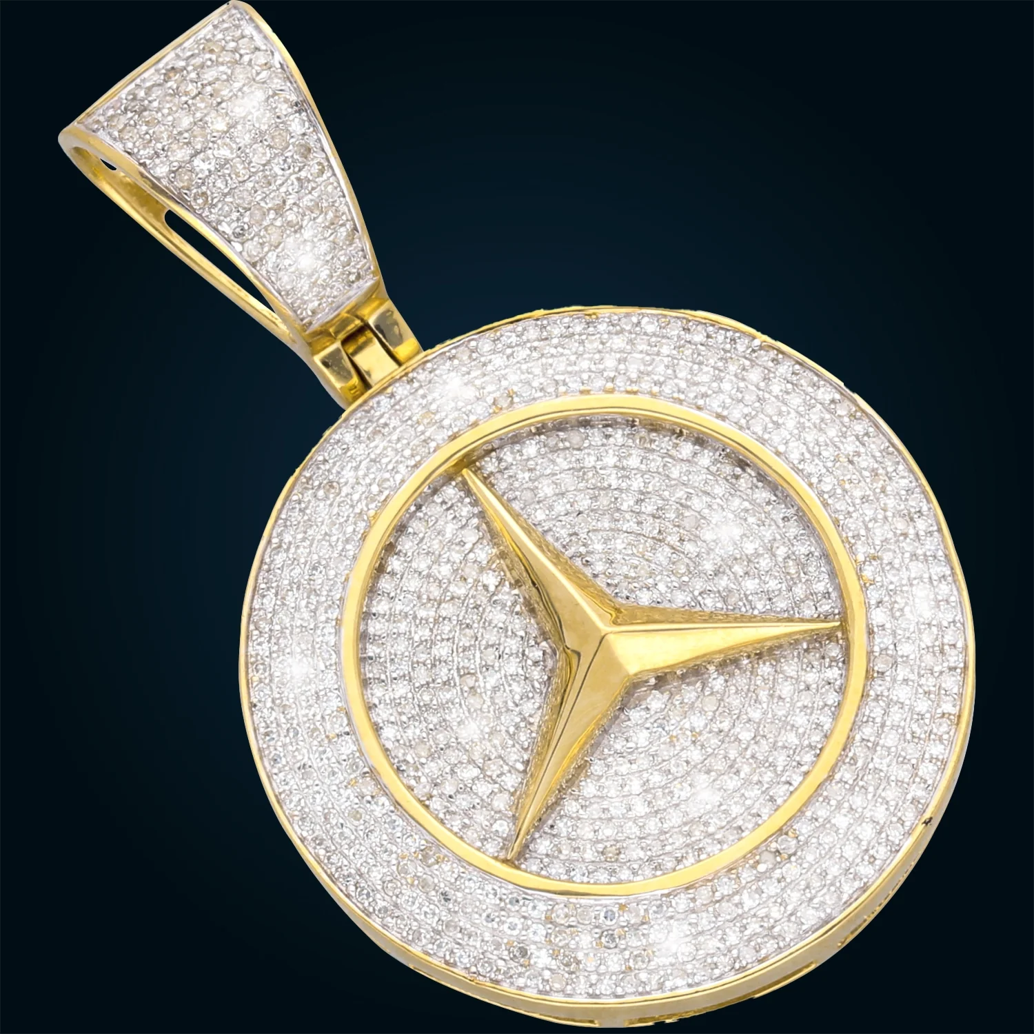 Dije Estrella Mercedes de Oro Amarillo con Diamantes