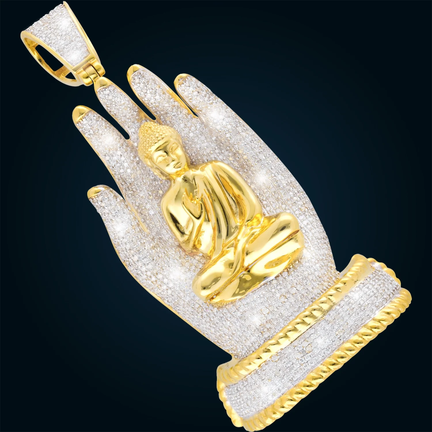 Dije Buda Oro Amarillo con Diamantes