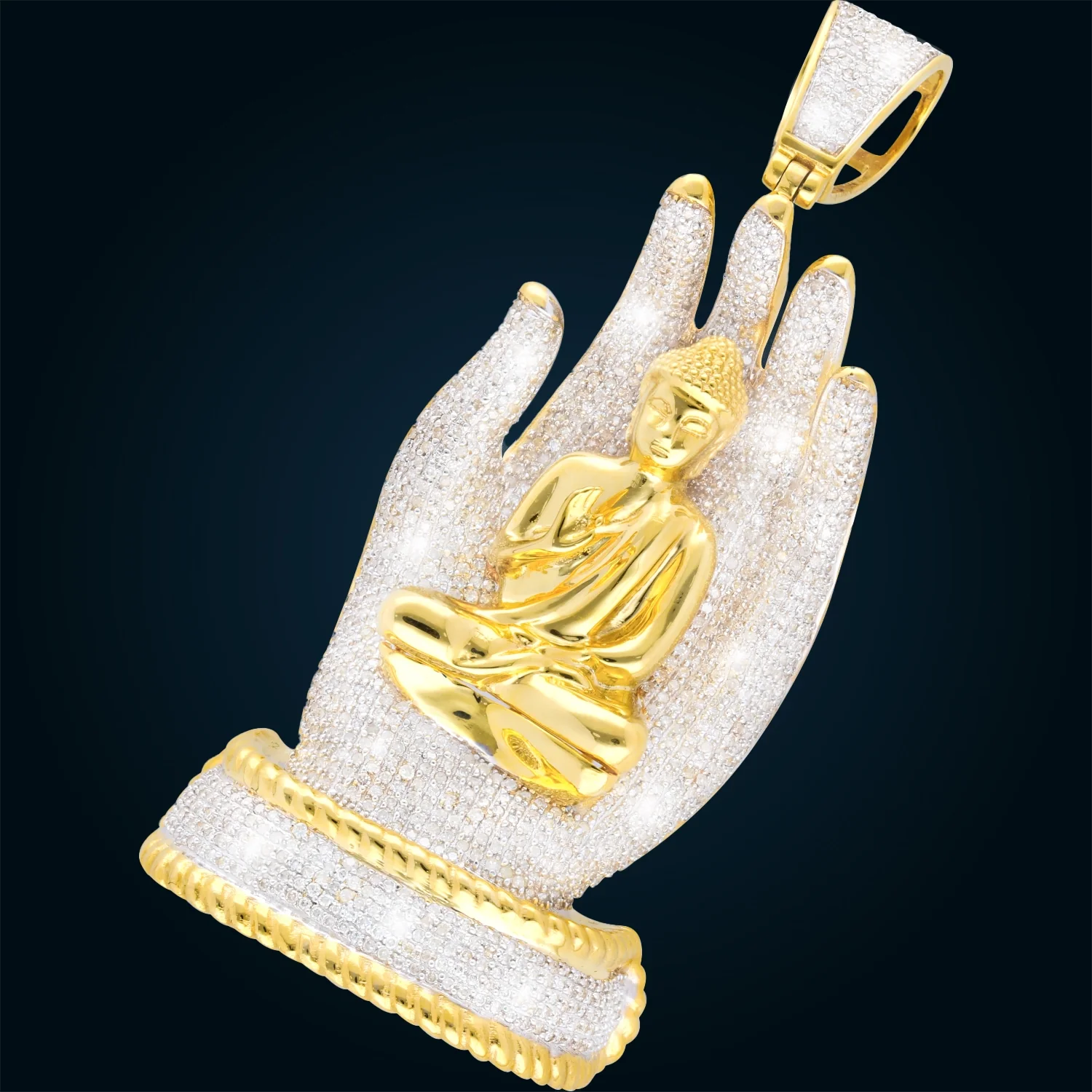 Dije Buda Oro Amarillo con Diamantes