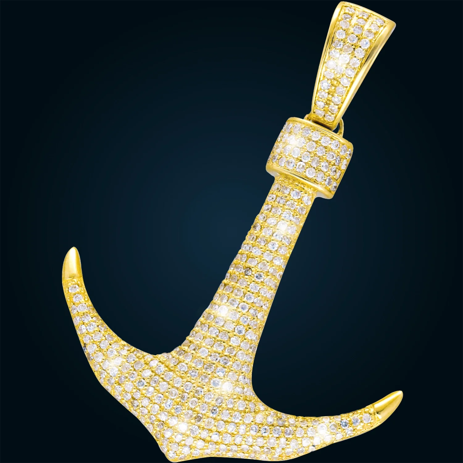 Yellow Gold Anchor Pendant with Diamonds