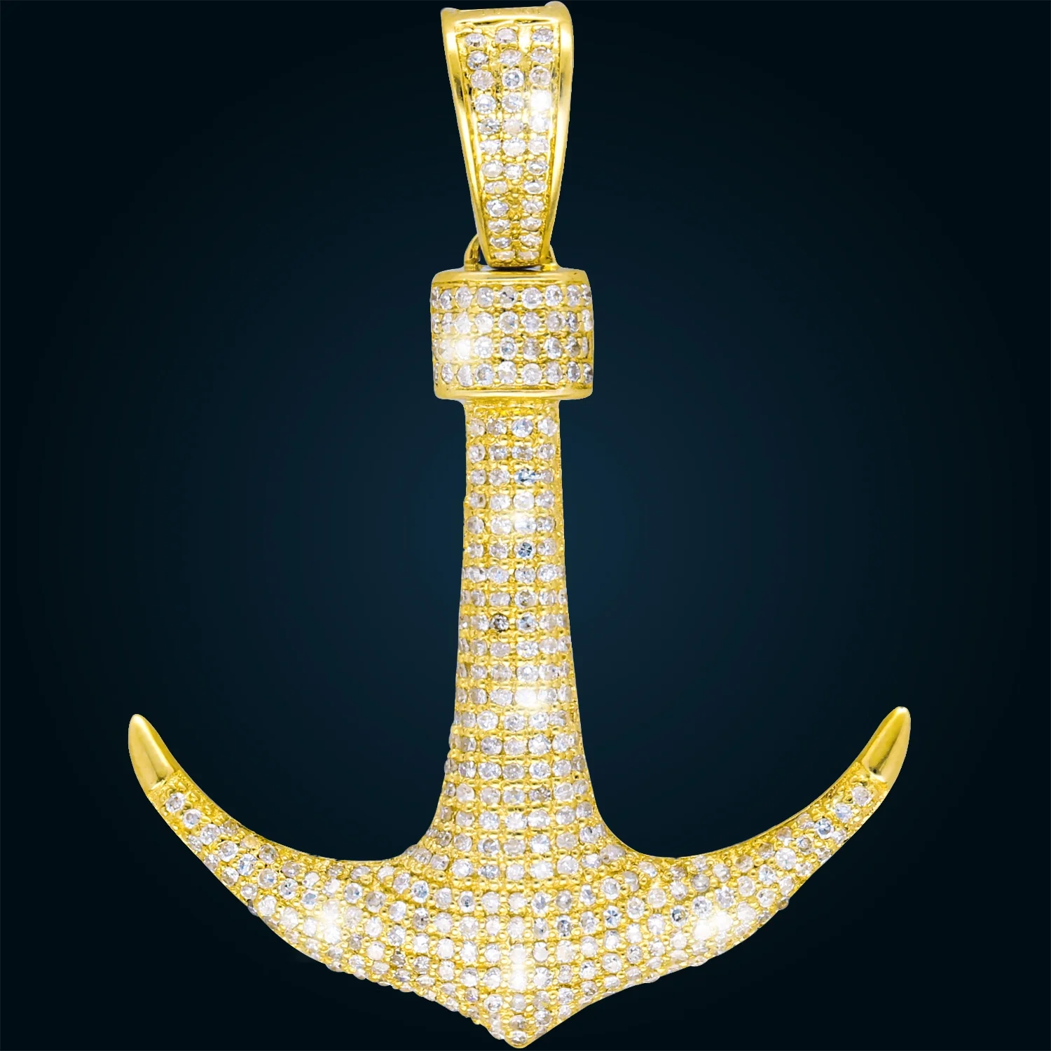 Yellow Gold Anchor Pendant with Diamonds