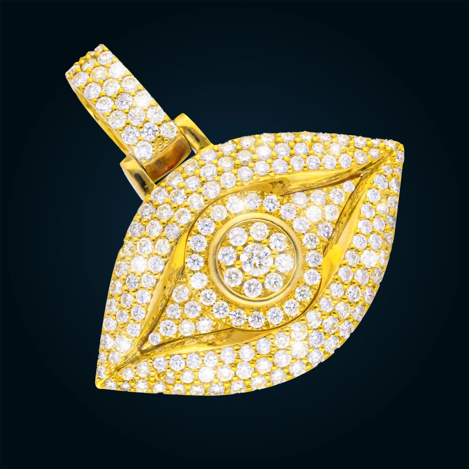 Dije Ojo Oro Amarillo con Diamantes