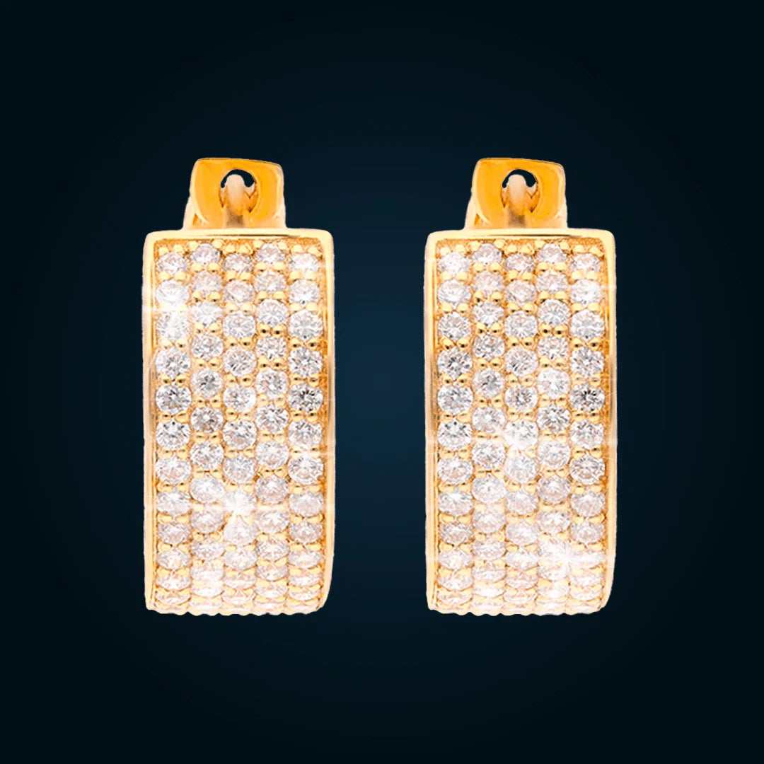 Huggie Earrings in Gold with Pavé-Set Diamonds