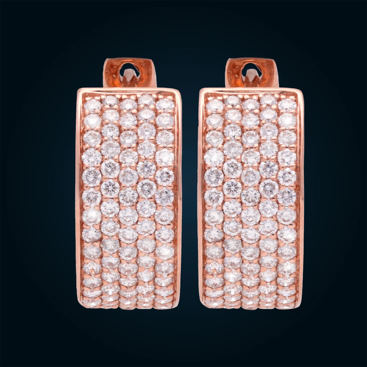 Huggie Earrings in Gold with Pavé-Set Diamonds