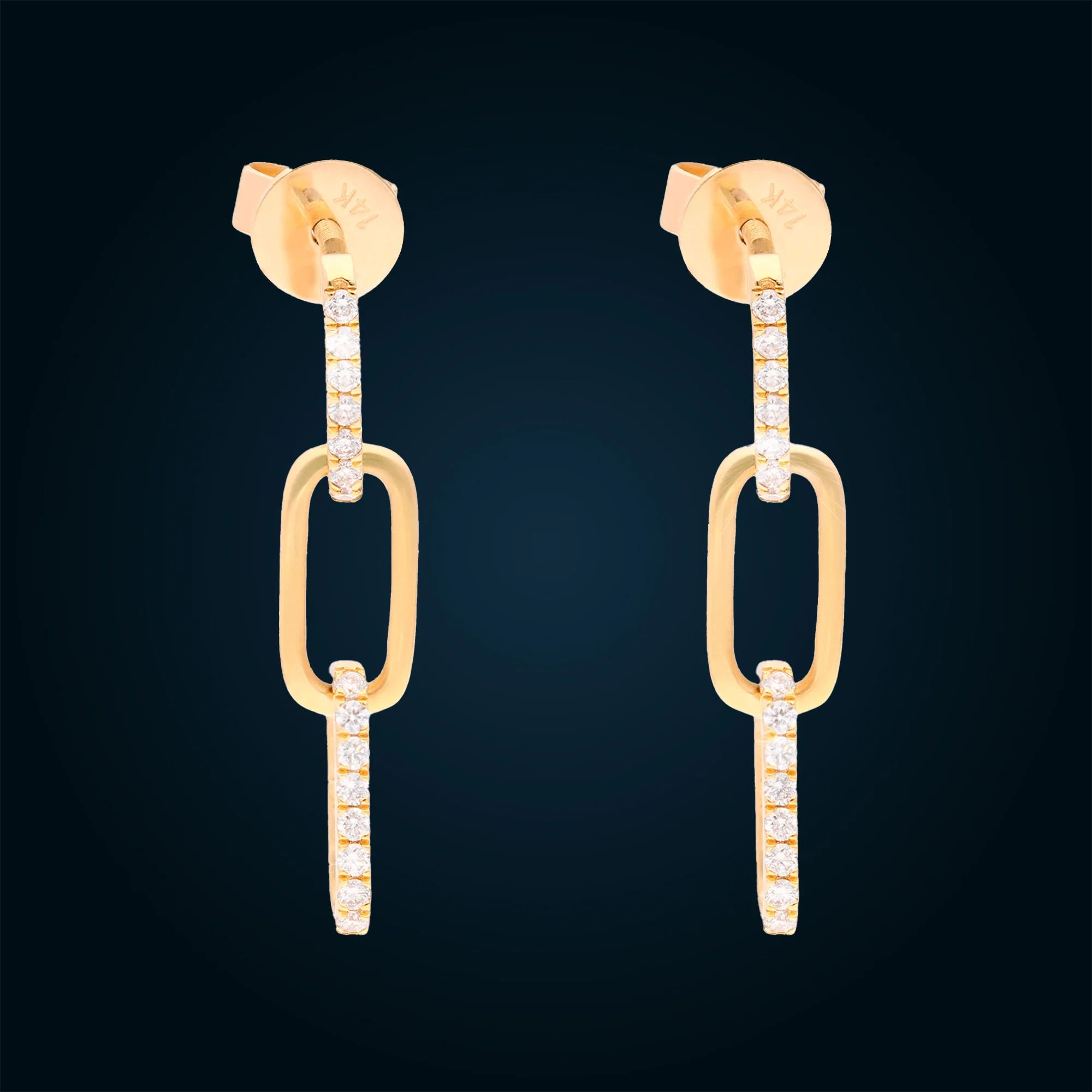  Link Earrings in Yellow Gold with Diamonds