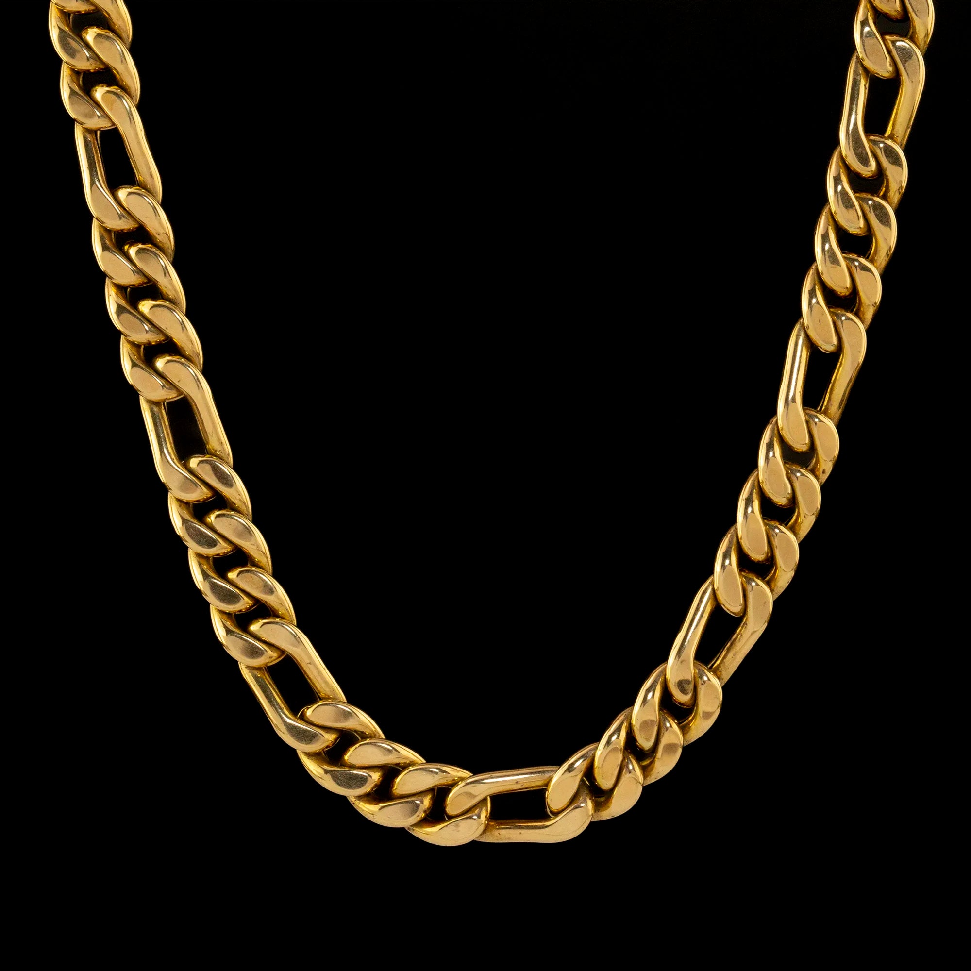 Cadena Figaro de Oro Amarillo Hueco