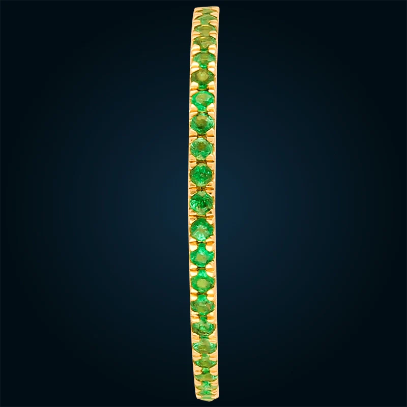 Yellow Gold Eternity Band with Emeralds