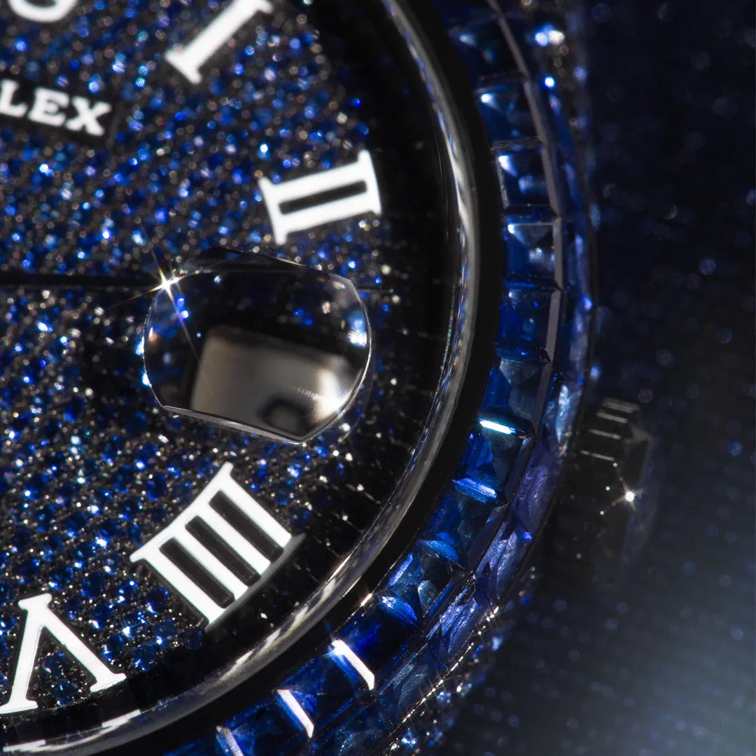 Rolex Datejust 41mm Black Watch with Blue Sapphires