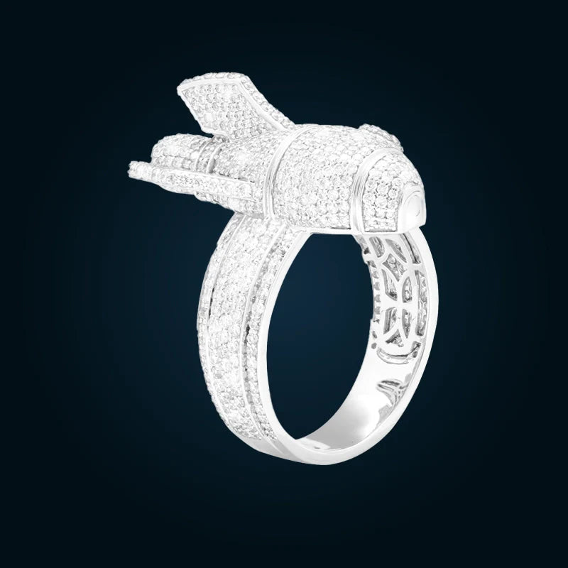 White Gold Rocket Ring with Pavé-Set Diamonds